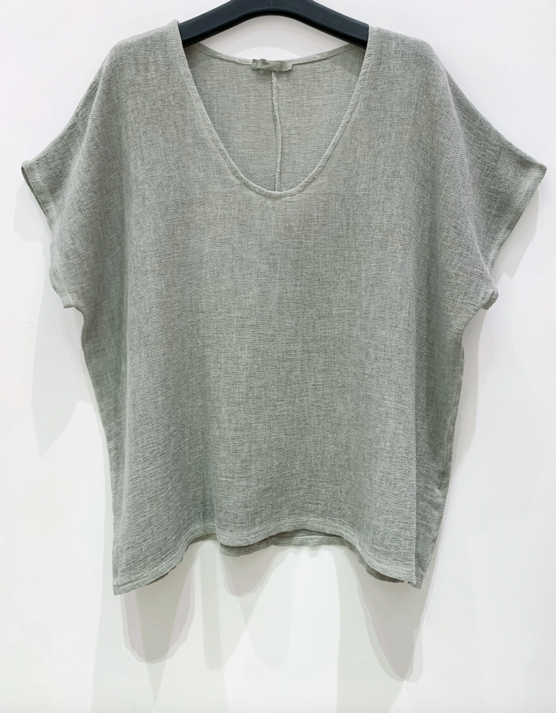 T-skjorte Cozy linmix - Kaki