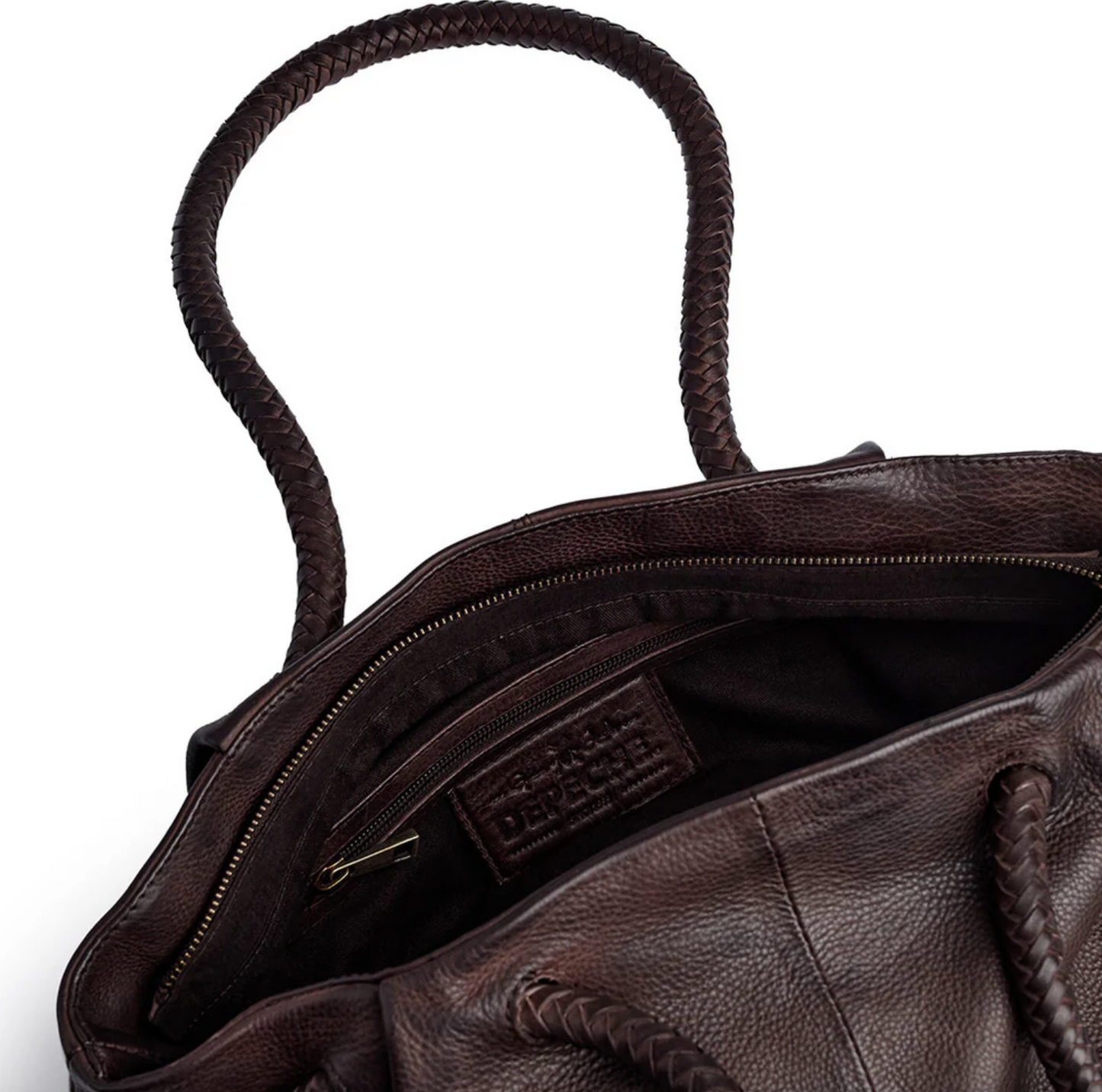 Skulderveske med vakker flettet rem - Brown