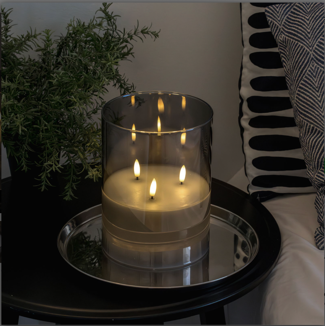 Stort LED blokklys i glass med 3 veker