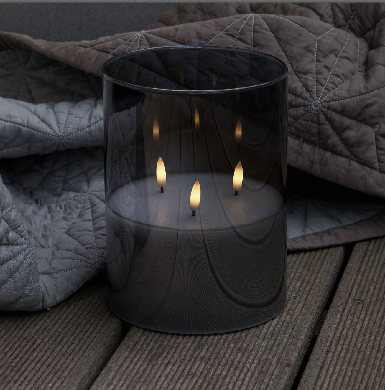 Stort LED blokklys i glass med 3 veker