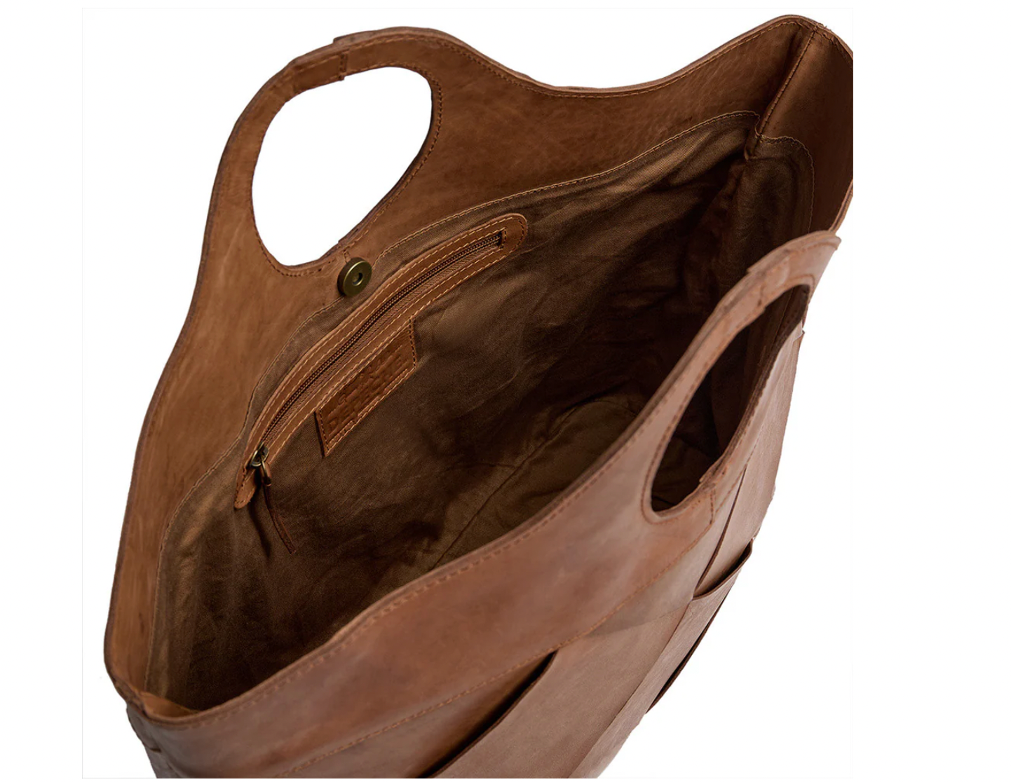 Eksklusiv håndflettet shopper - Soft cognac