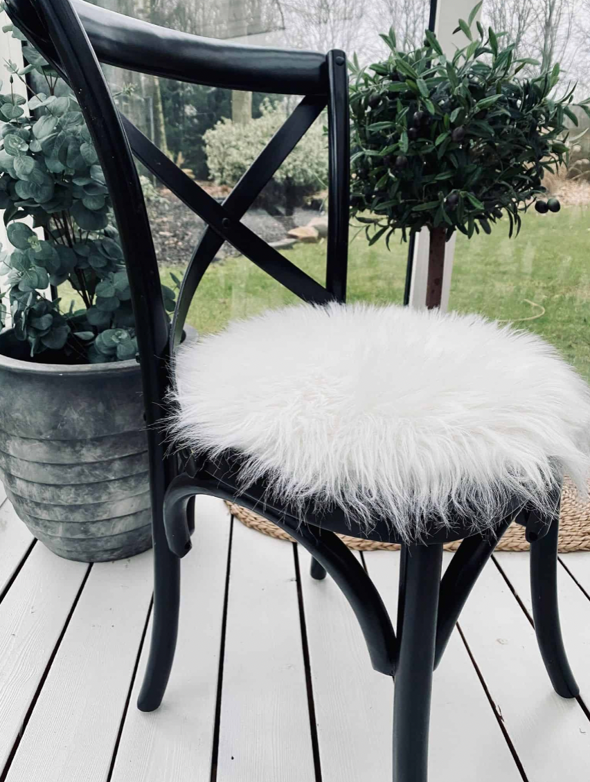 Seteskinn Ø 34 cm - Hvitt lammeskinn
