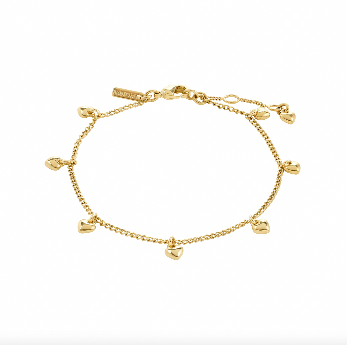 Armbånd med hjerter - forgylt