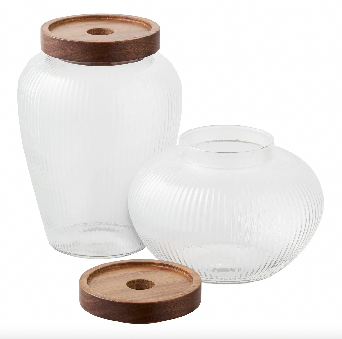 Oppbevaringsglass med trelokk - Sett med 2 stk.