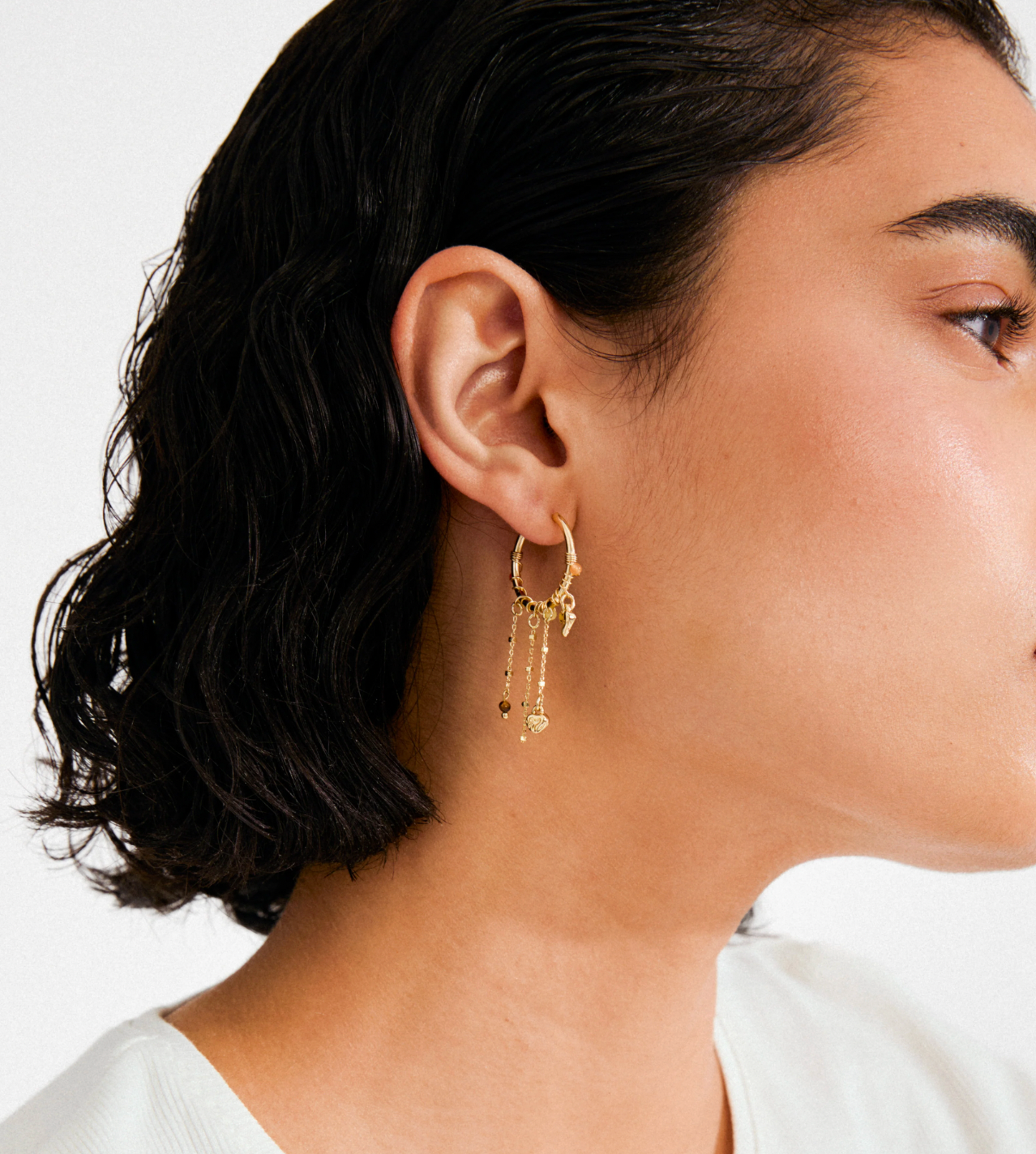 Øreringer Hoops med kjeder og charms
