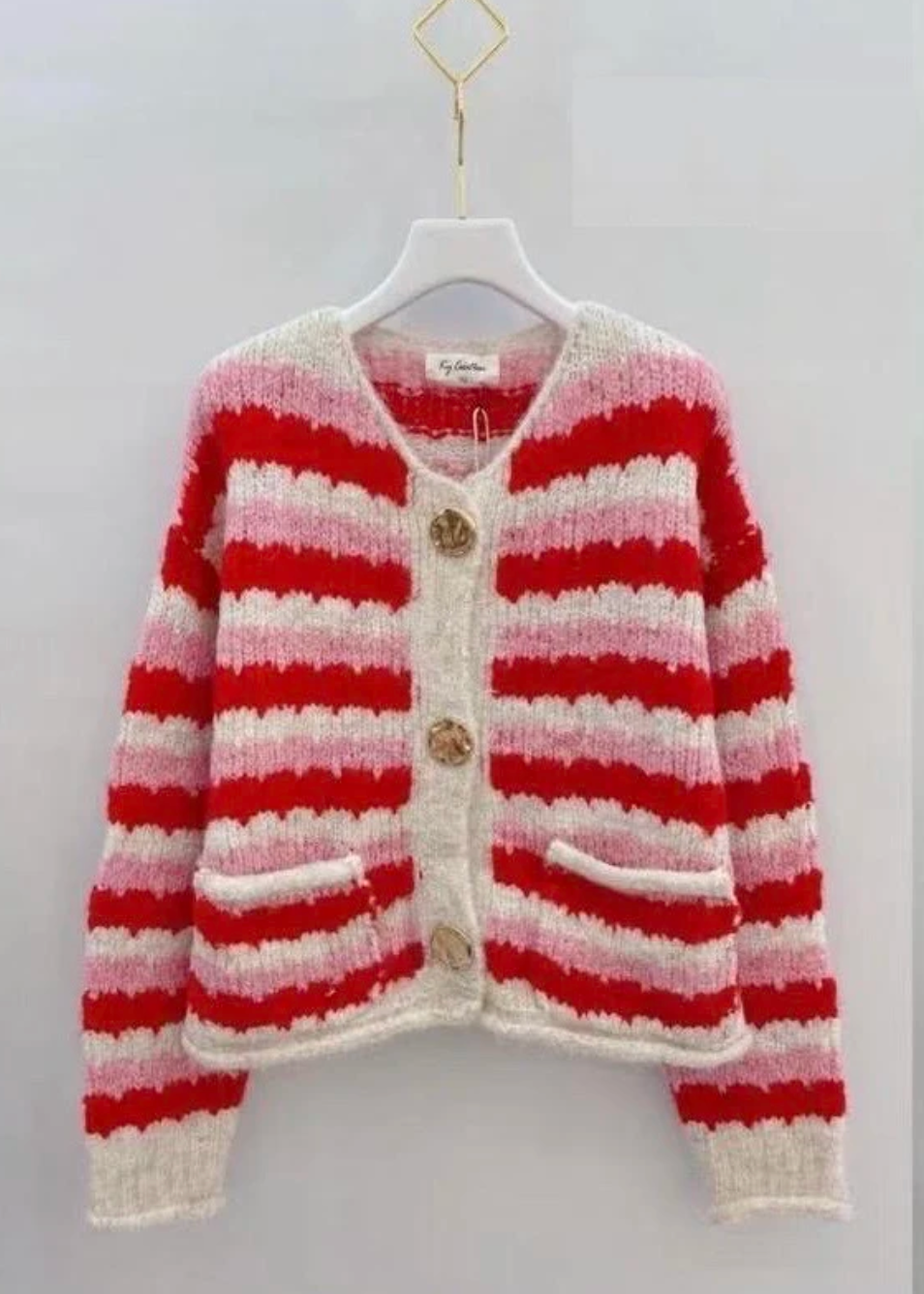 Cardigan Rød stripet