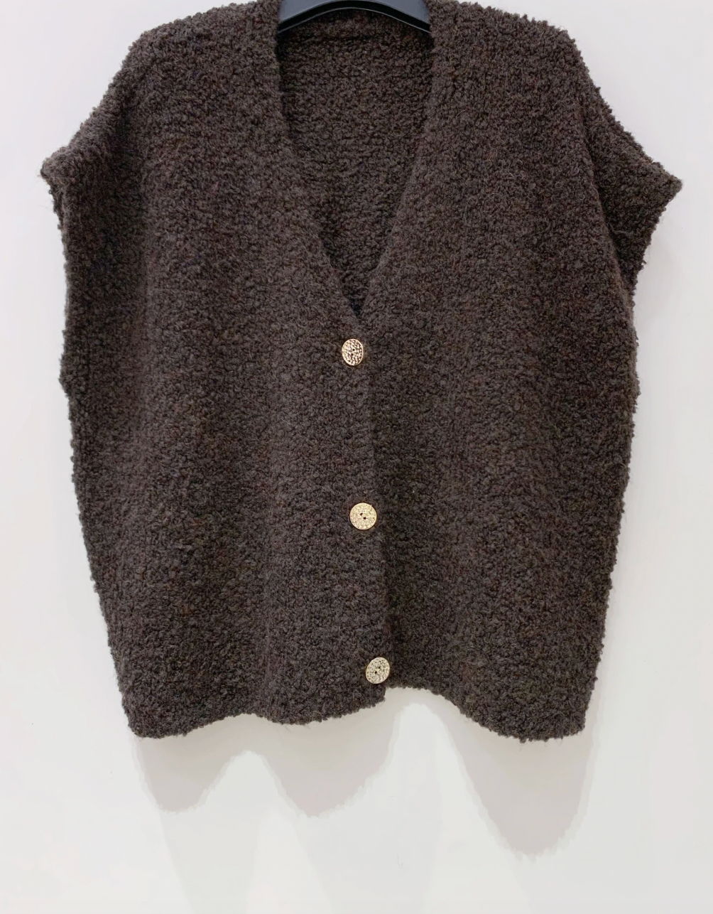 Cardigan med korte ermer - Brown