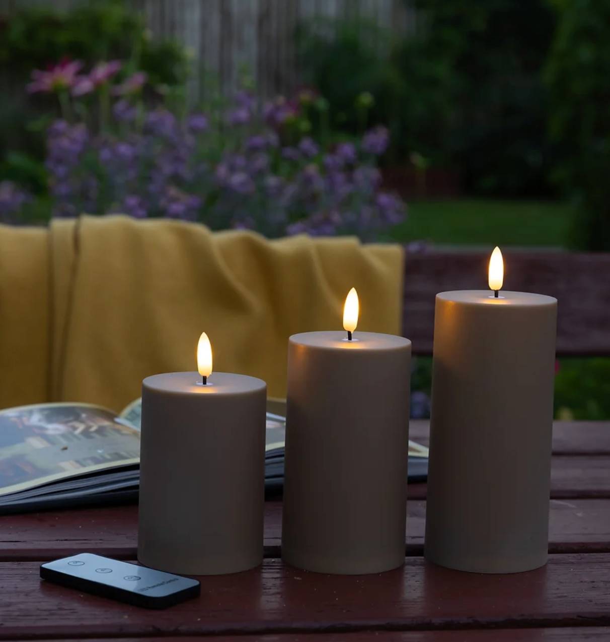LED Utendørs Bloklys sett med 3 stk – Sand