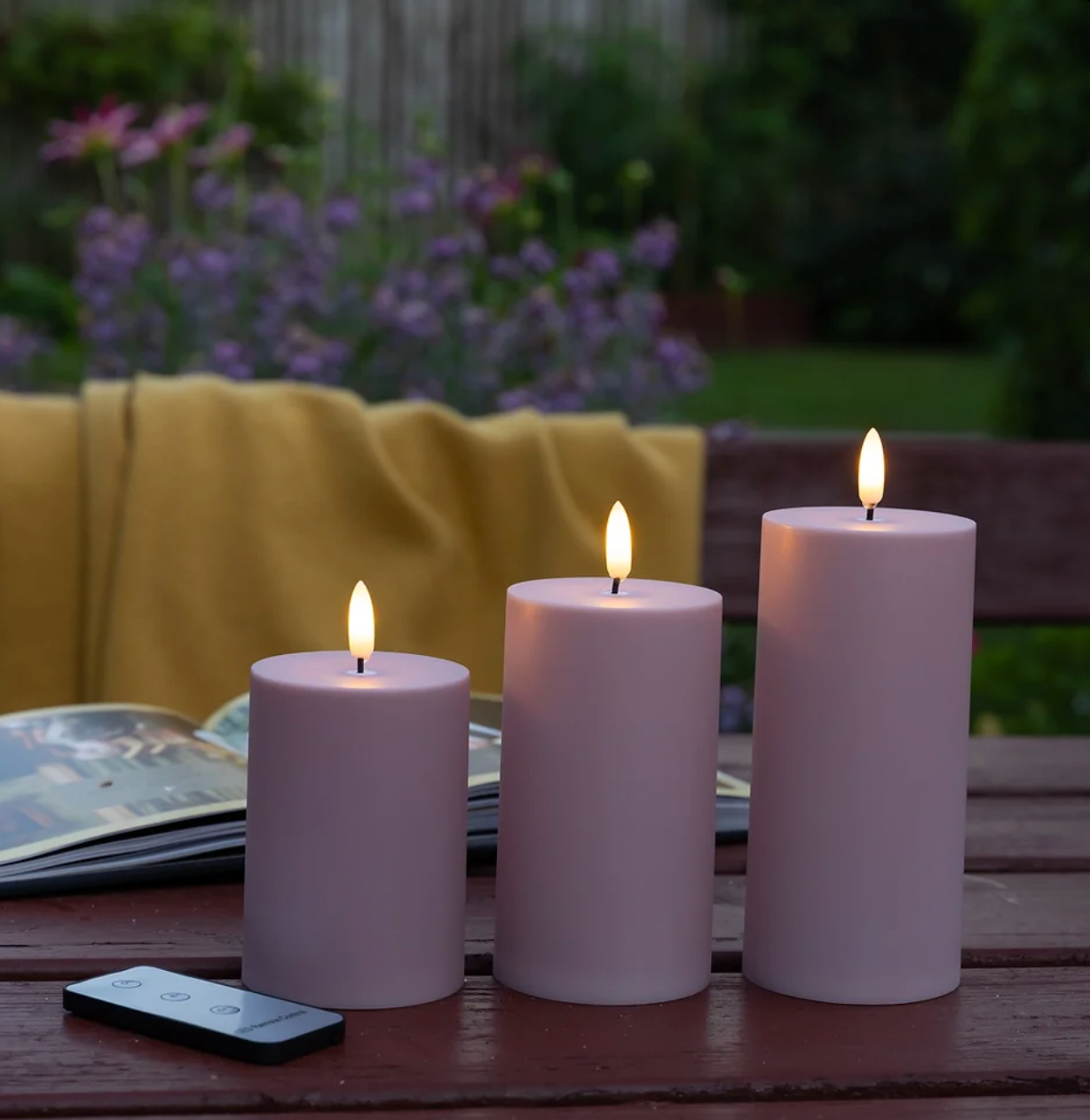 LED Utendørs Blokklys sett med 3 stk – Rosa