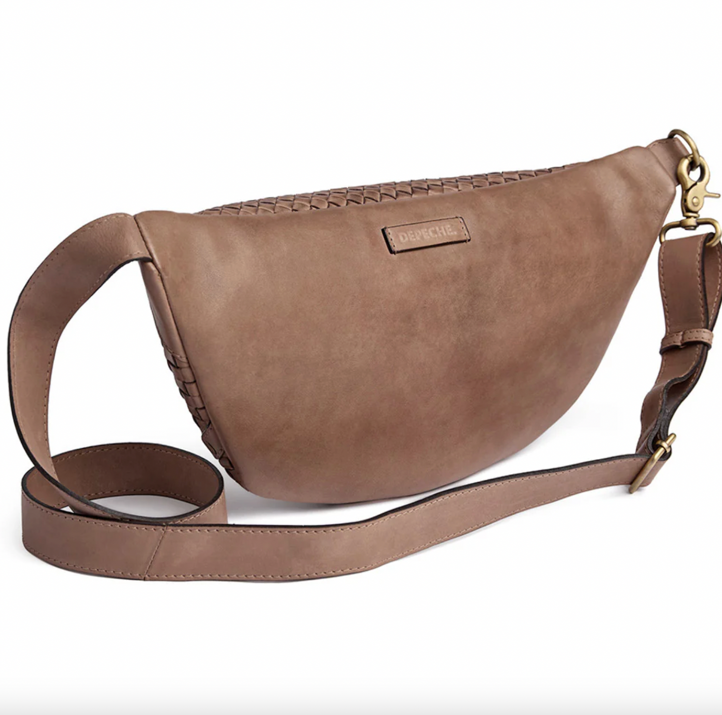 Mageveske flettet kalveskinn - Taupe
