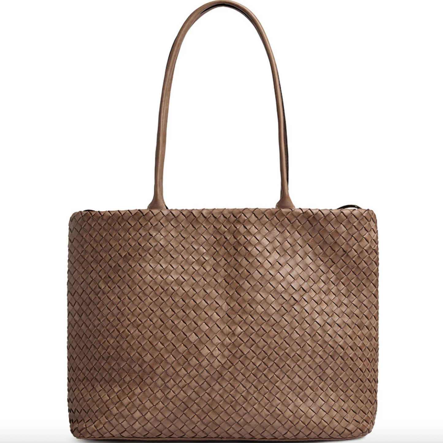 Shopper i flettet skinn - Dark taupe