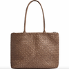 Shopper i flettet skinn - Dark taupe