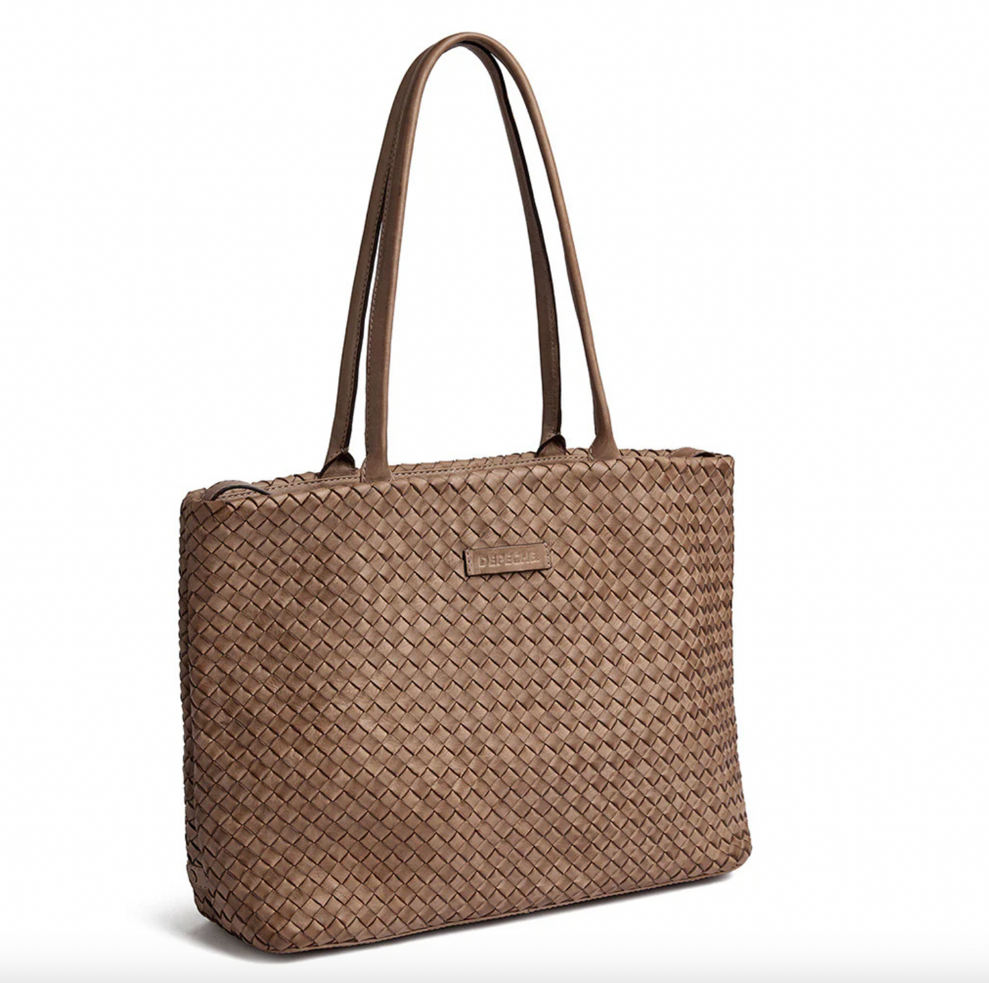 Shopper i flettet skinn - Dark taupe