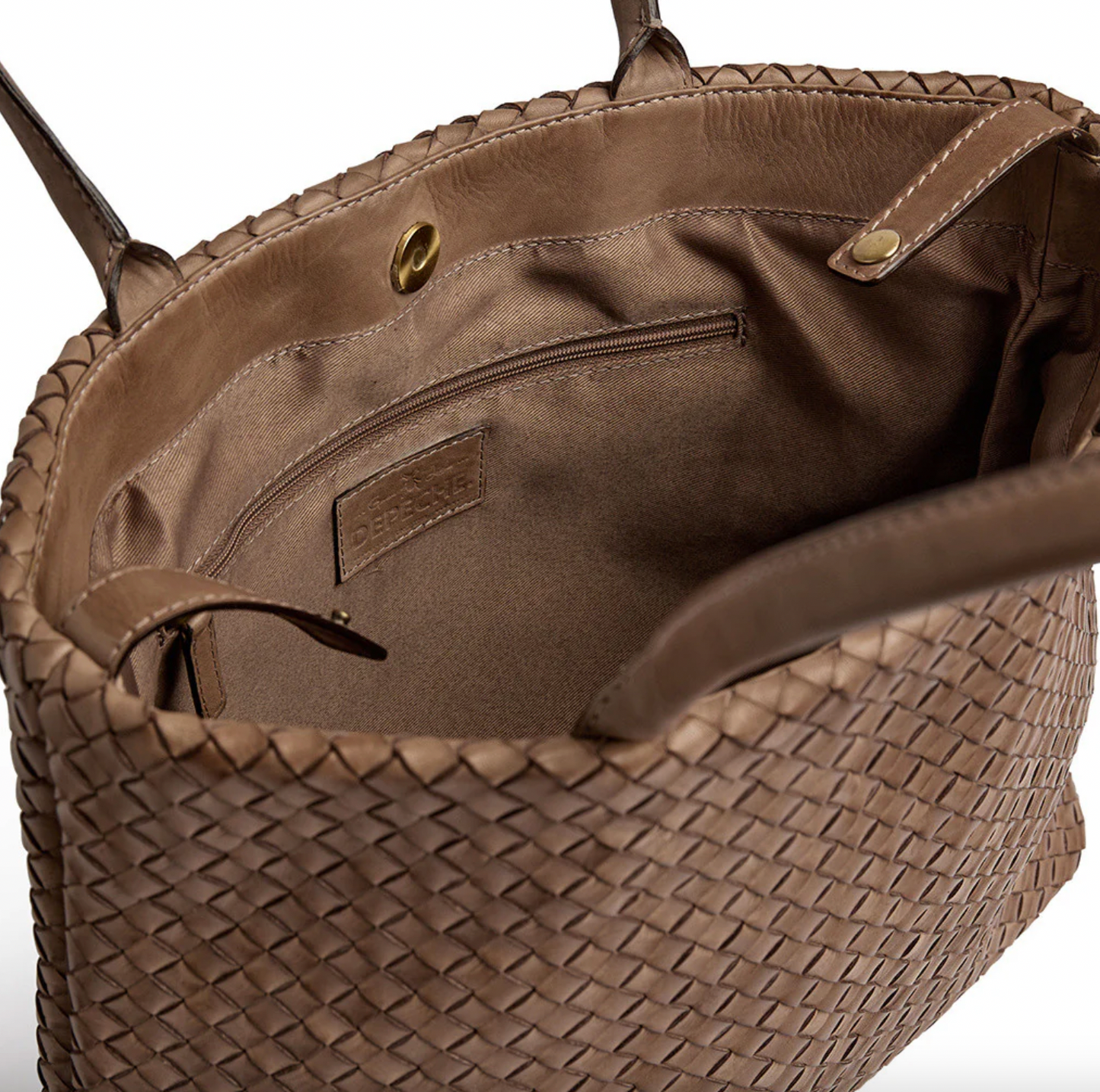 Shopper i flettet skinn - Dark taupe