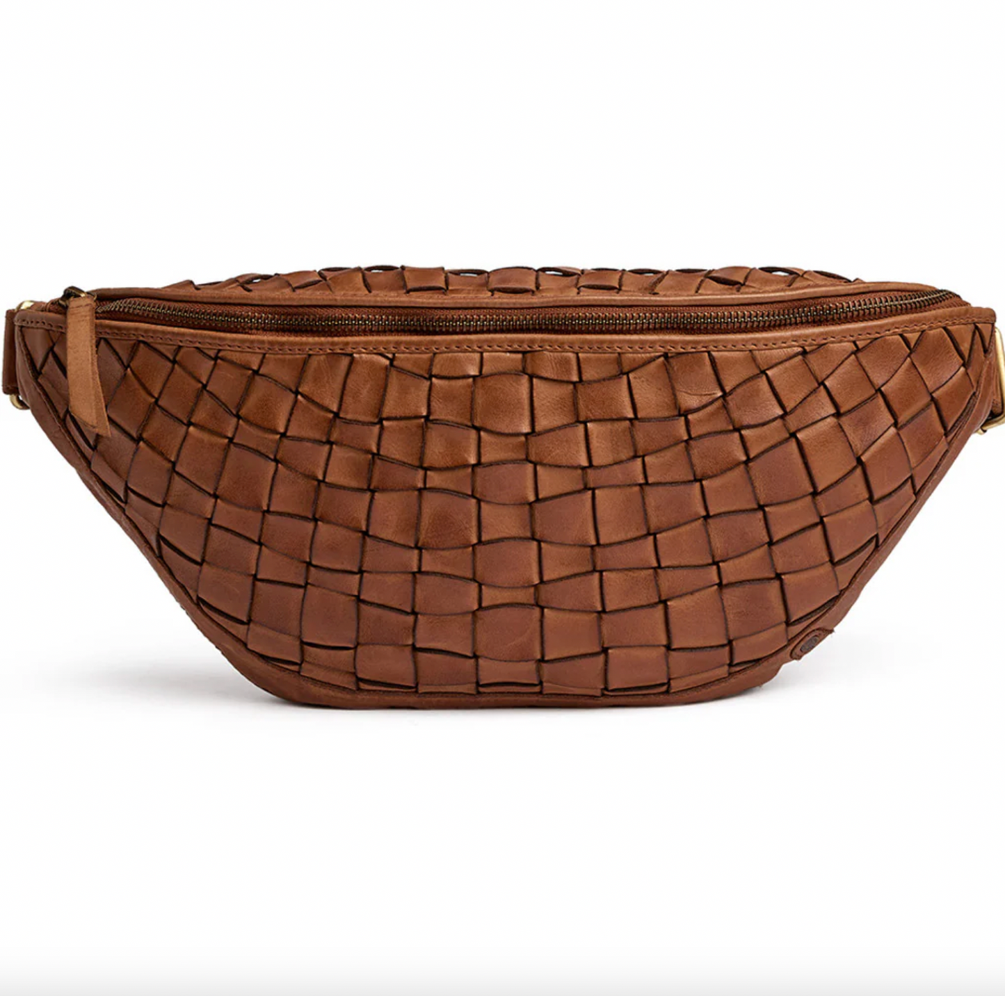 Warsaw bumbag i håndflettet skinn - Vintage cognac