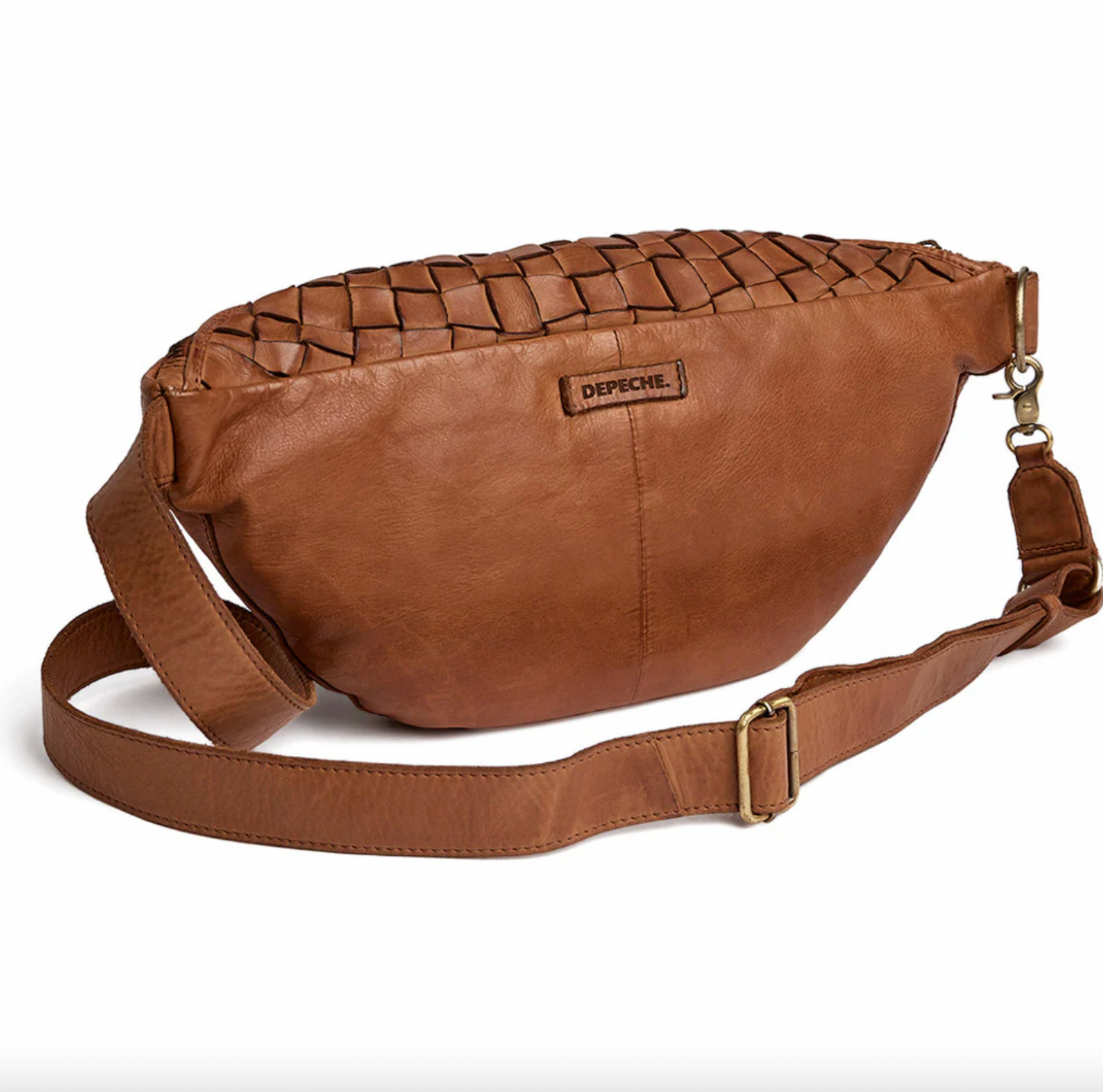 Warsaw bumbag i håndflettet skinn - Vintage cognac