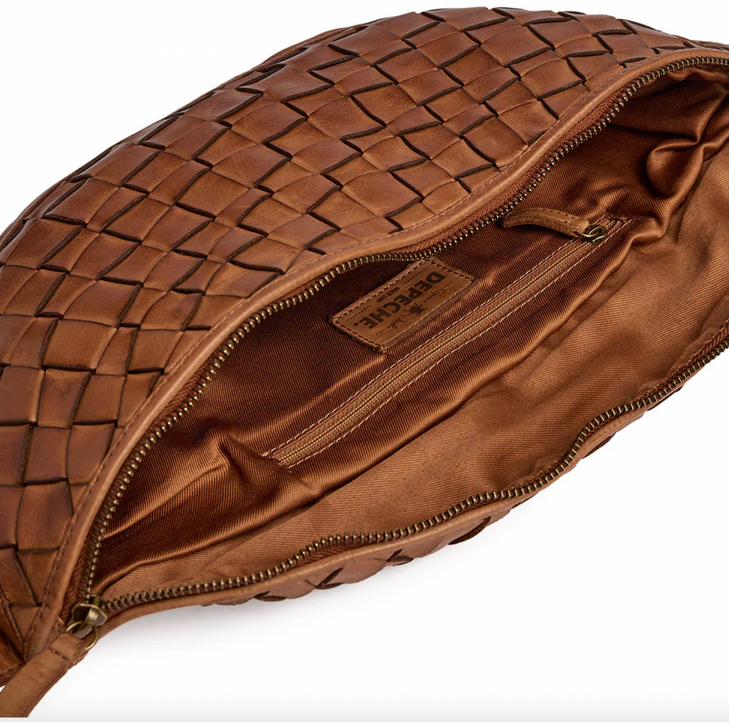Warsaw bumbag i håndflettet skinn - Vintage cognac