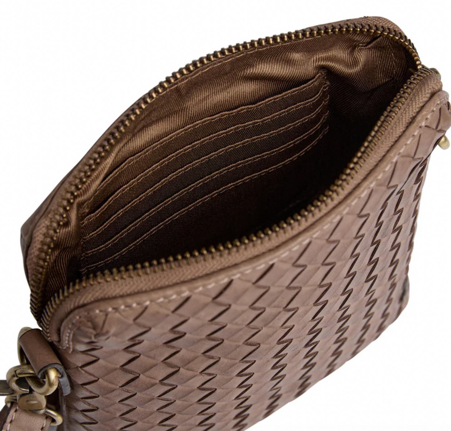 Mobillomme Sofya- Håndflettet Mørk taupe