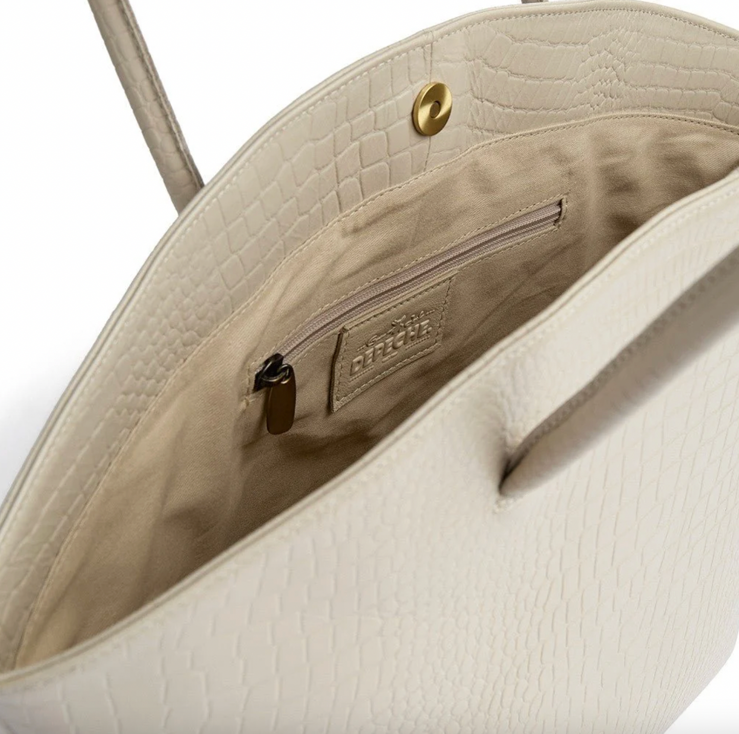 Shopper croco i skinn - Sand