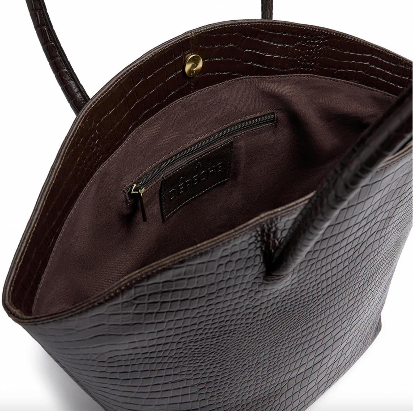 Shopper croco i skinn - Brown