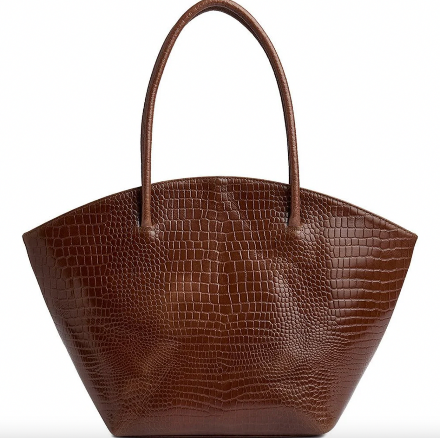 Shopper croco i skinn - Cognac