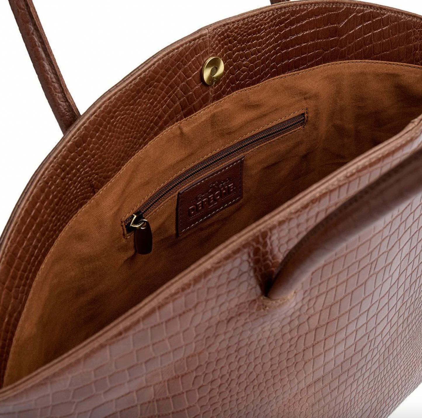 Shopper croco i skinn - Cognac