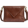 Clutch croco i skinn - Cognac
