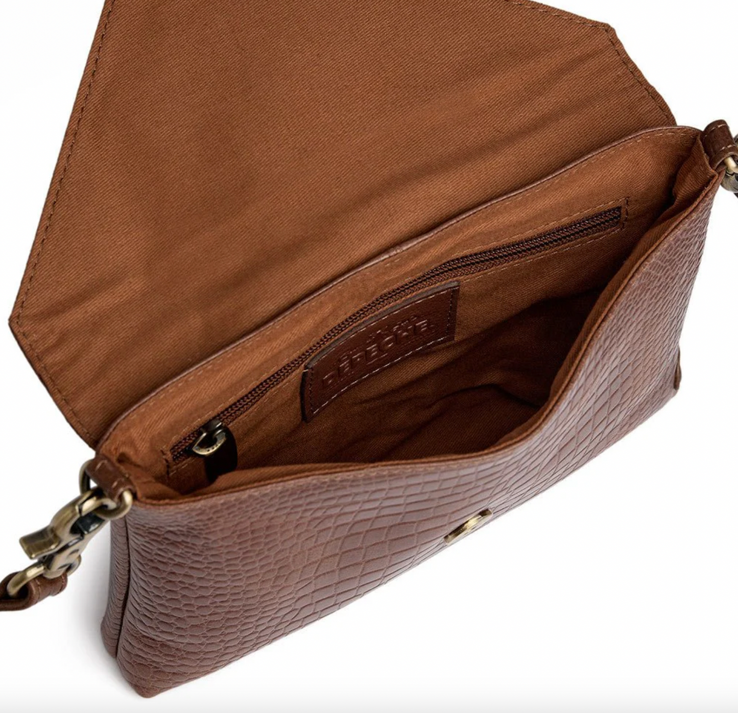 Clutch croco i skinn - Cognac