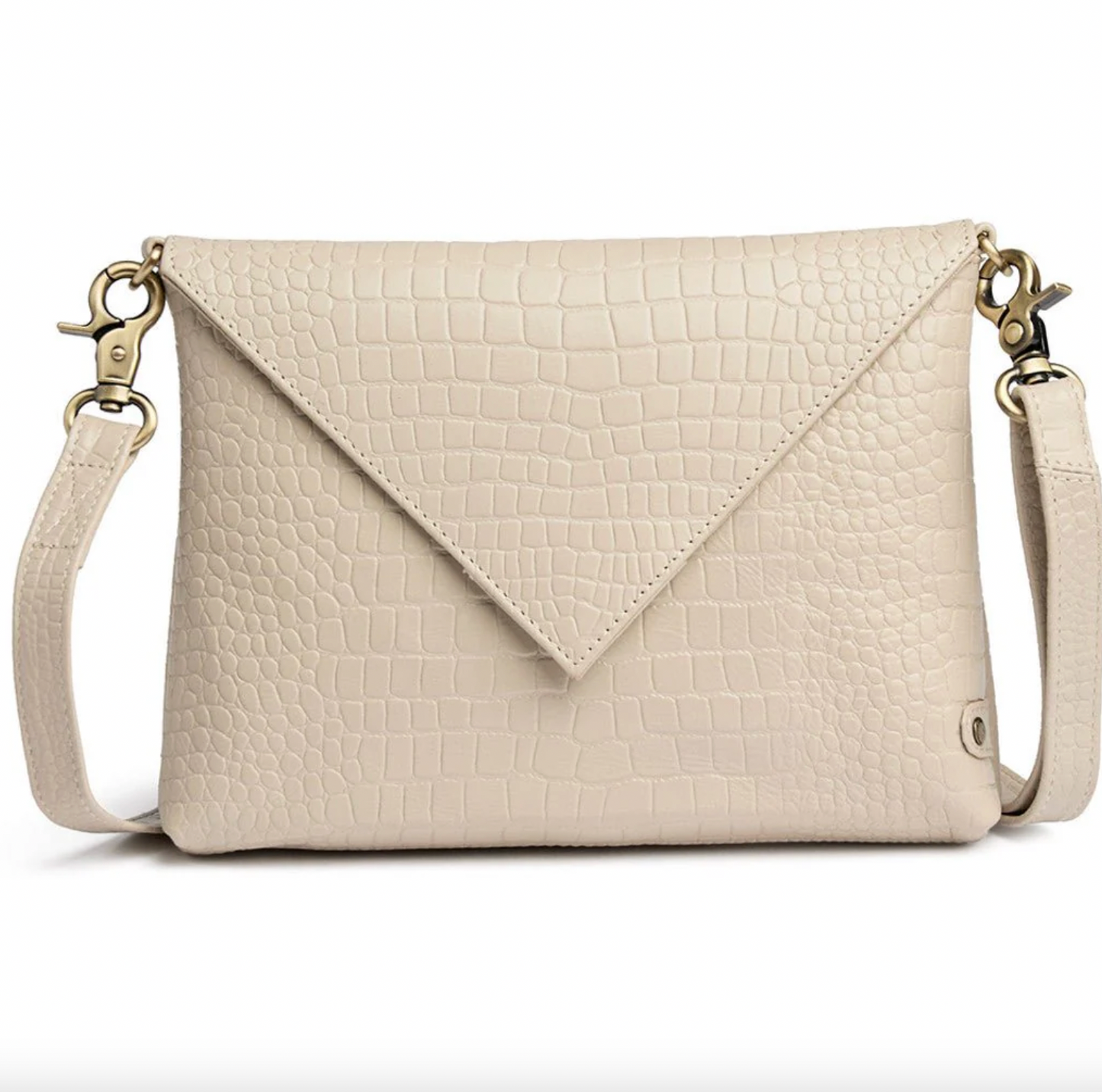 Clutch croco i skinn - Sand