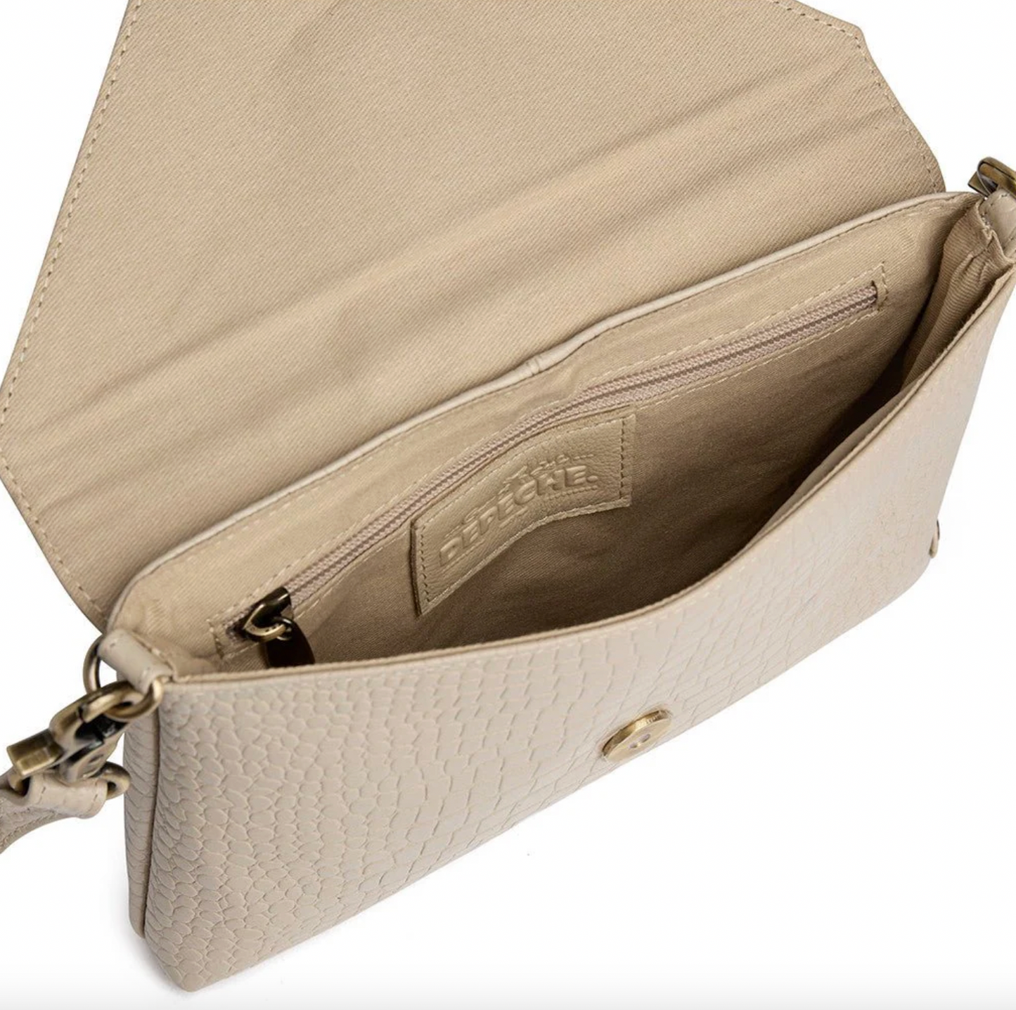 Clutch croco i skinn - Sand