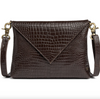 Croco-clutch i skinn - Brun