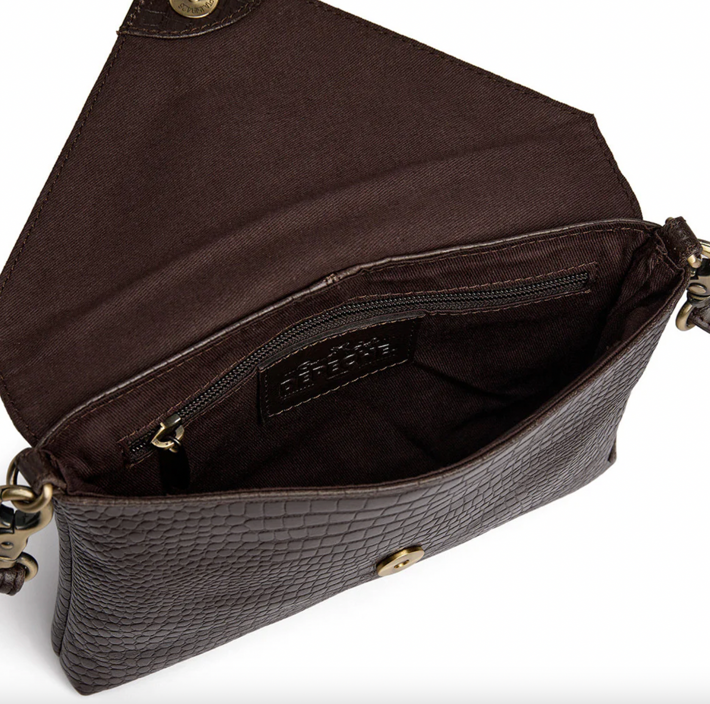 Croco-clutch i skinn - Brun
