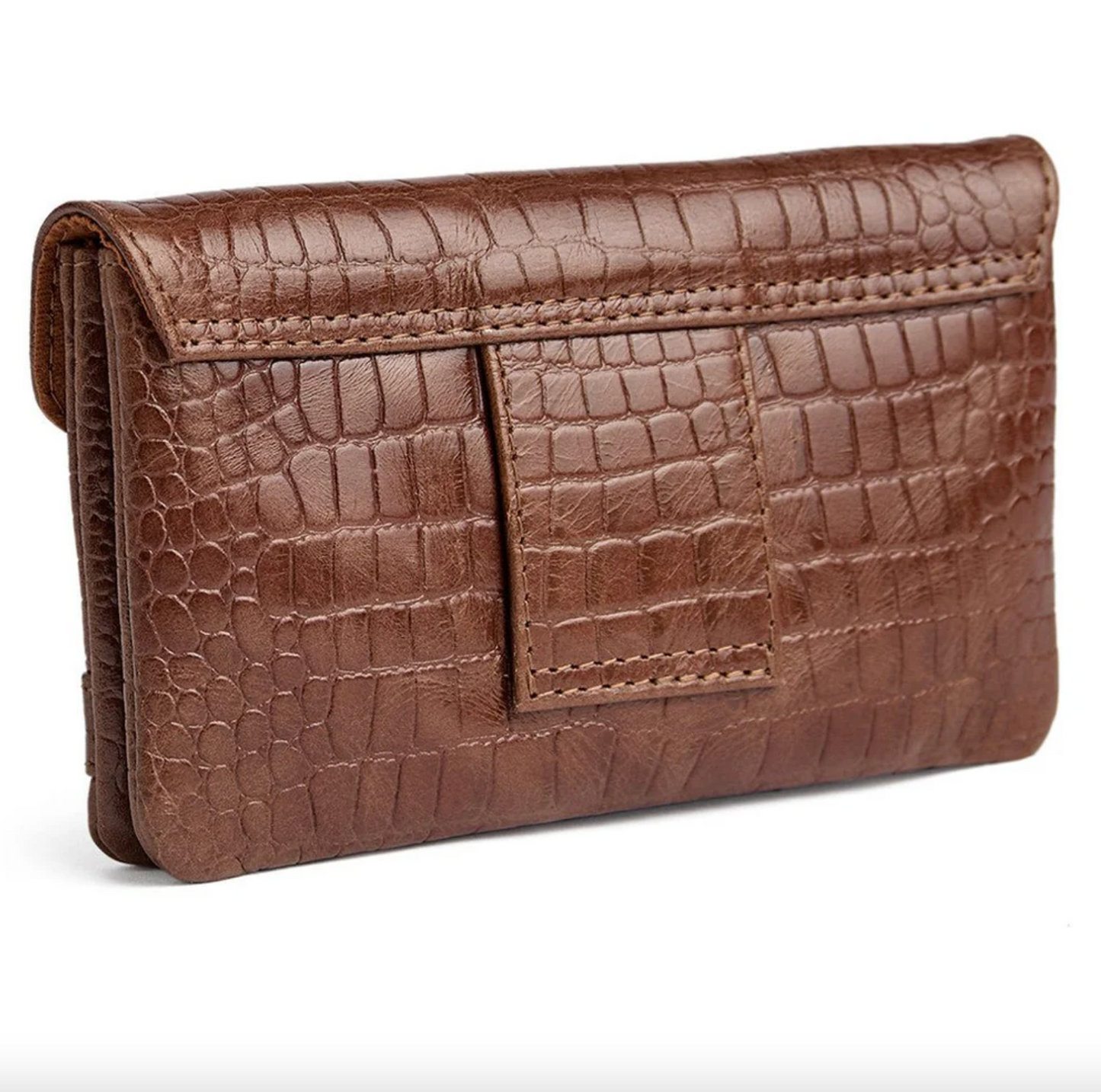 Croco-pung i skinn - Cognac