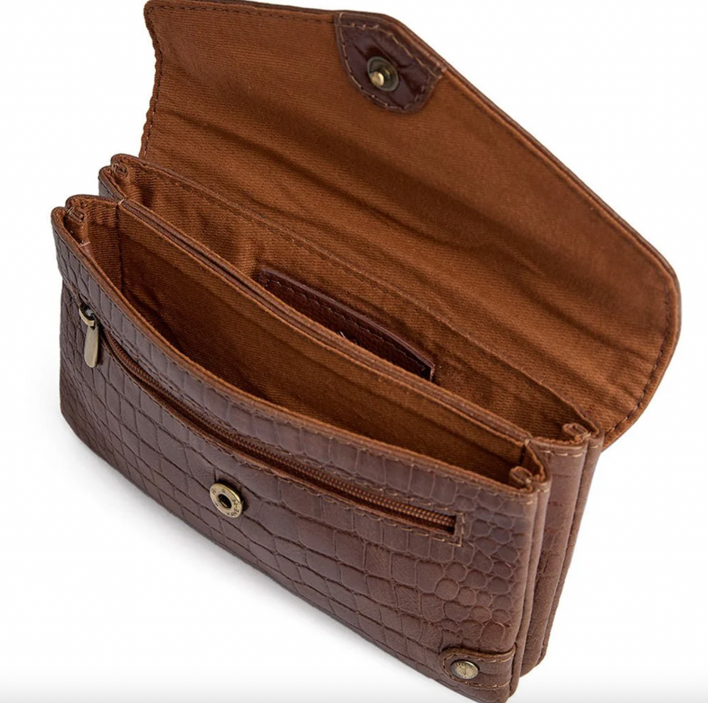 Croco-pung i skinn - Cognac
