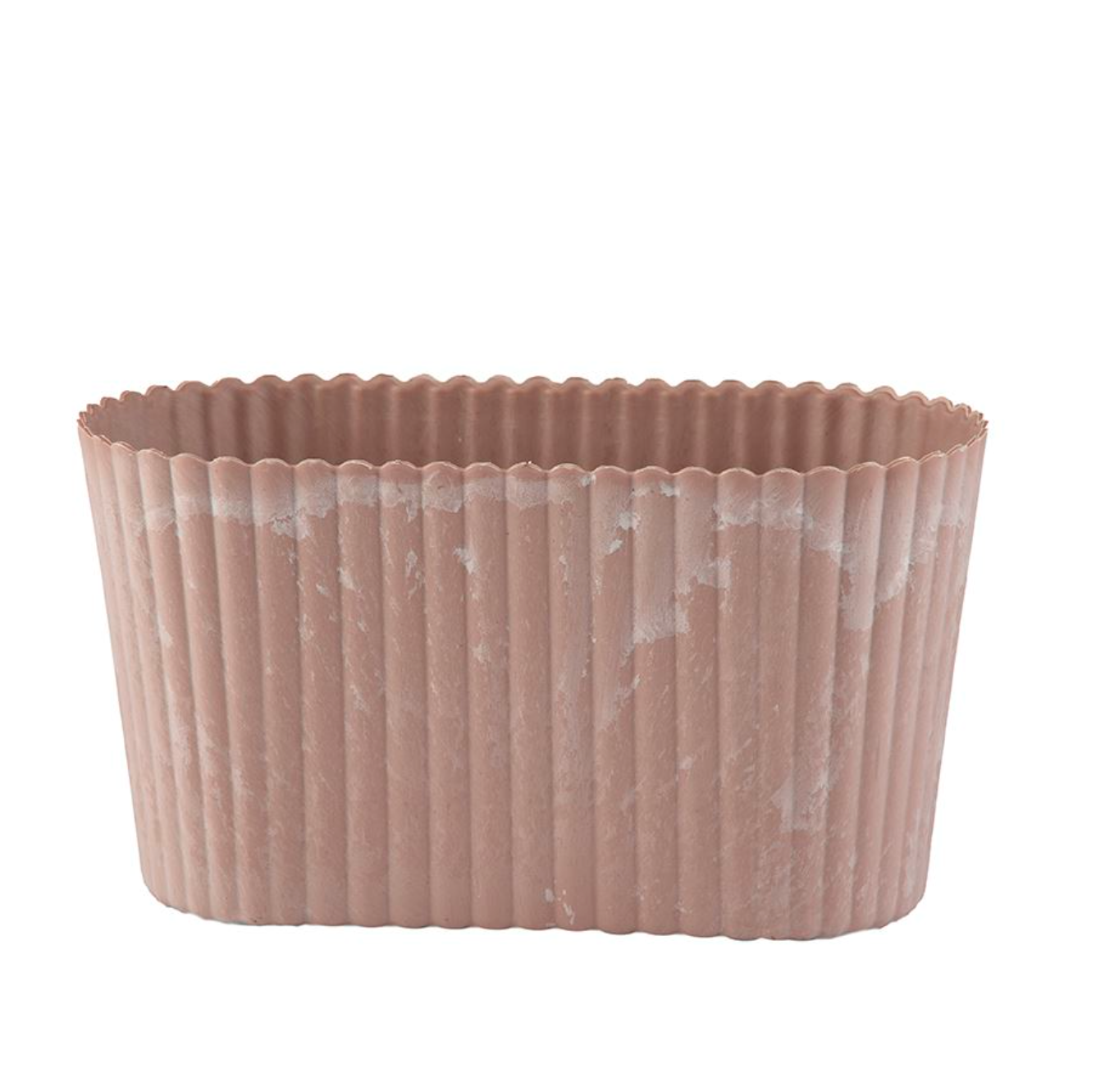 Avlang potte i betong-look - Rosa