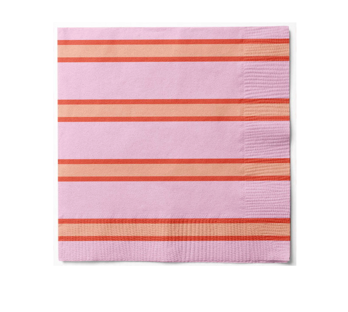 Servietter oransje stripe - 20 stk