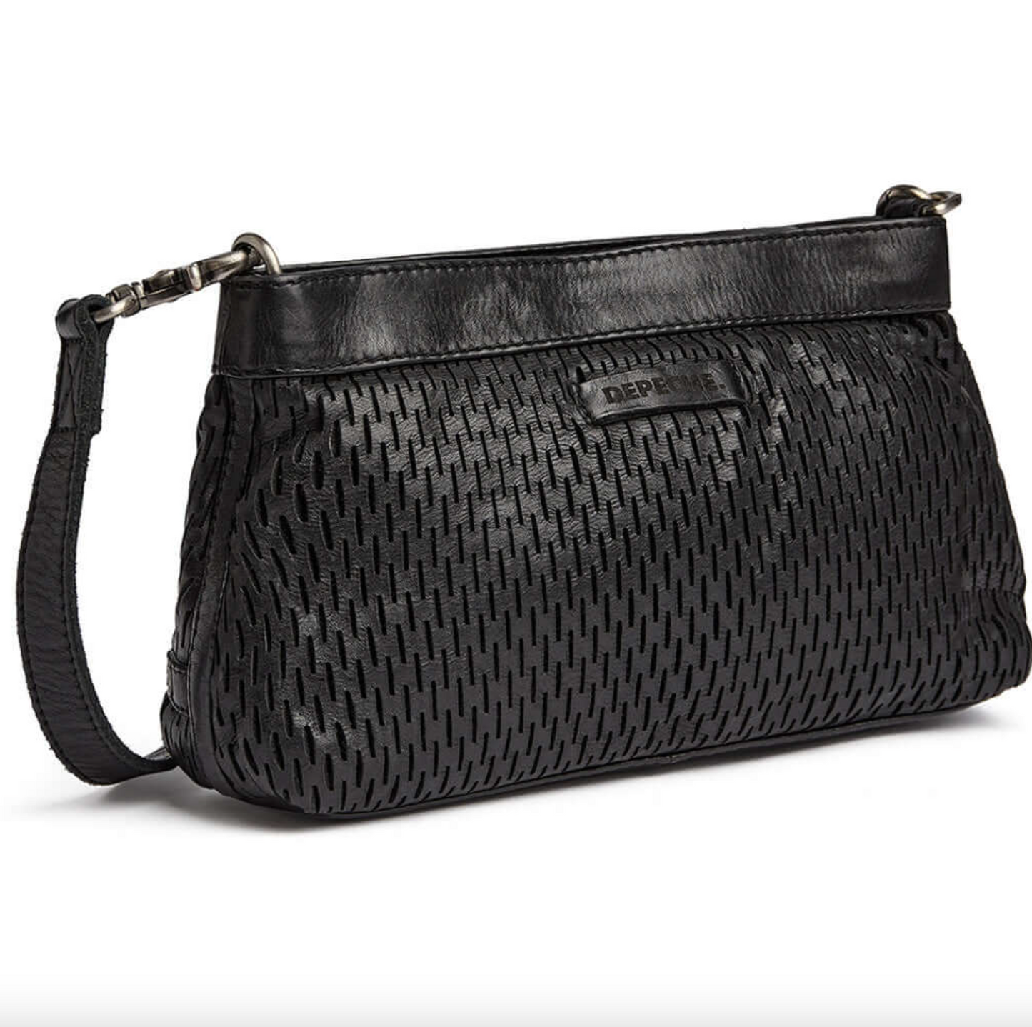 Clutch skinnveske med perforert mønster