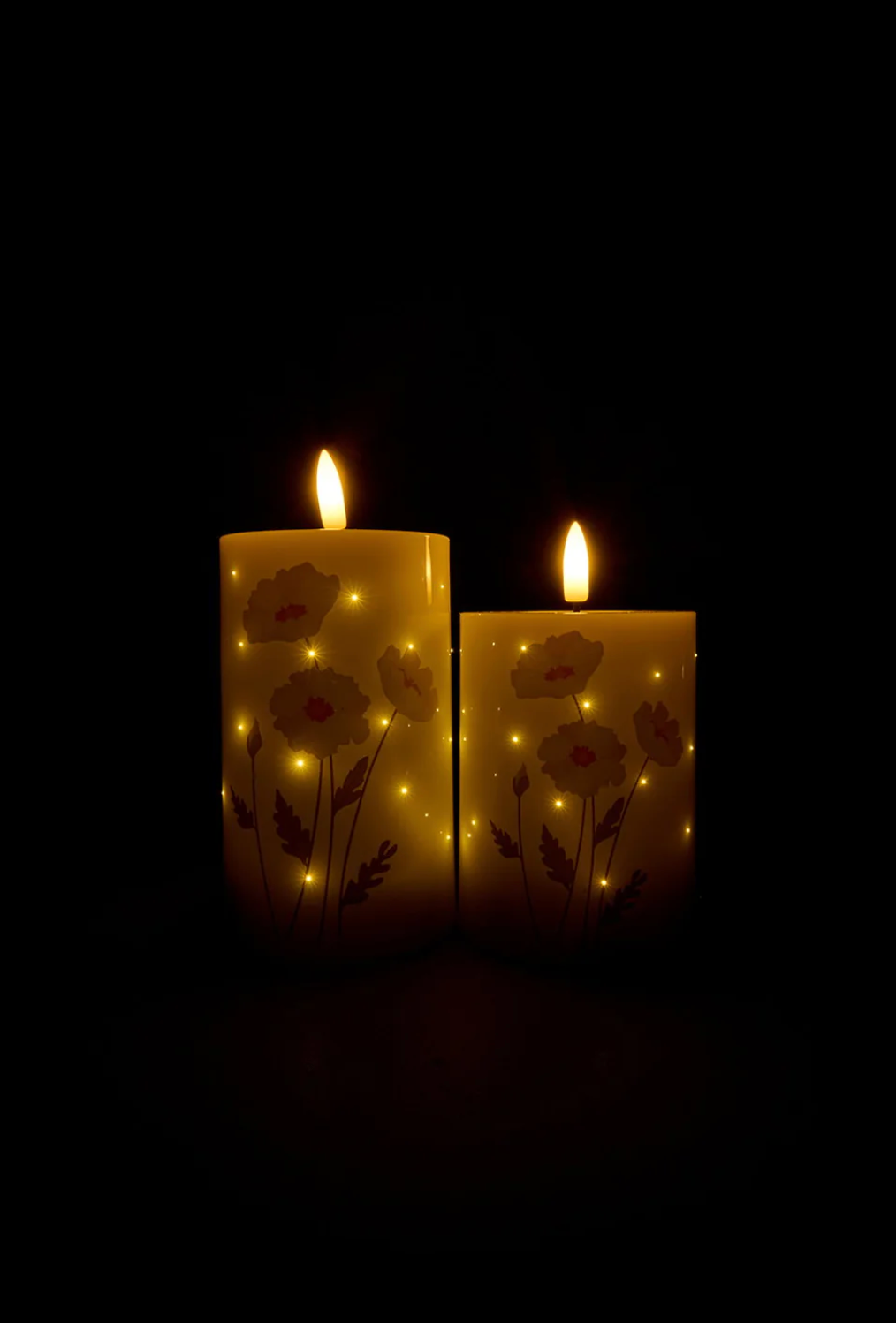 LED blokklys TWINKLE Poppy Rose - Sett med 2 stk.