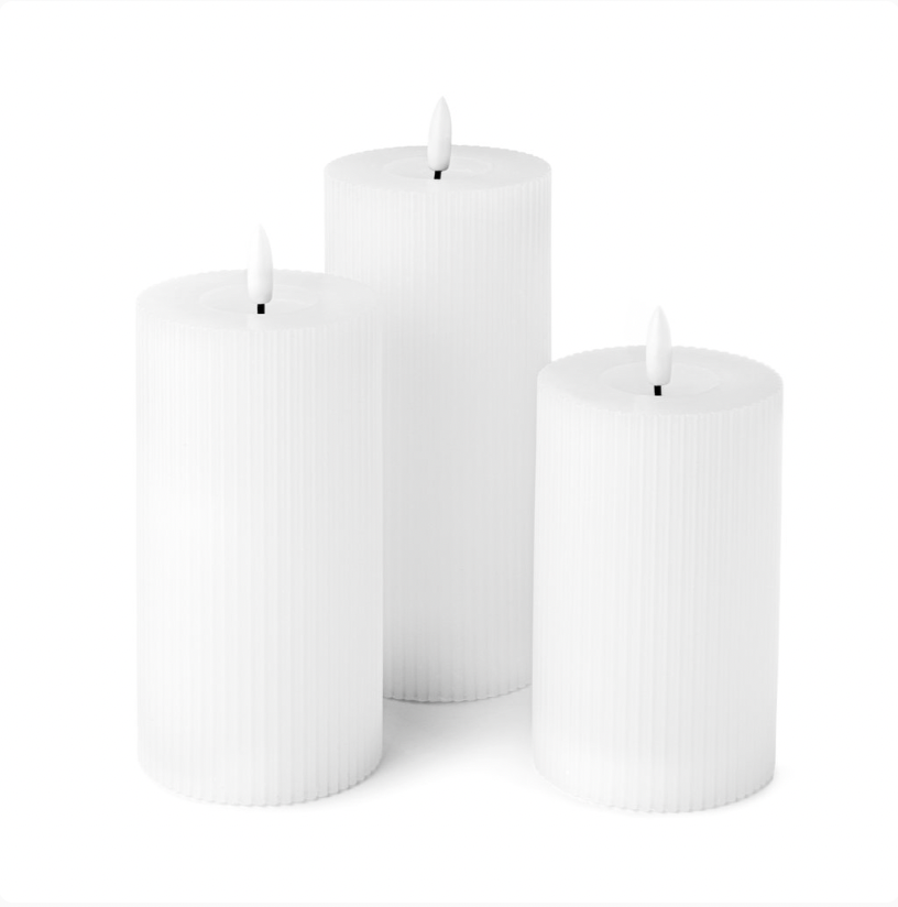 Touch LED-lyspakke rillet - 3 pak hvit