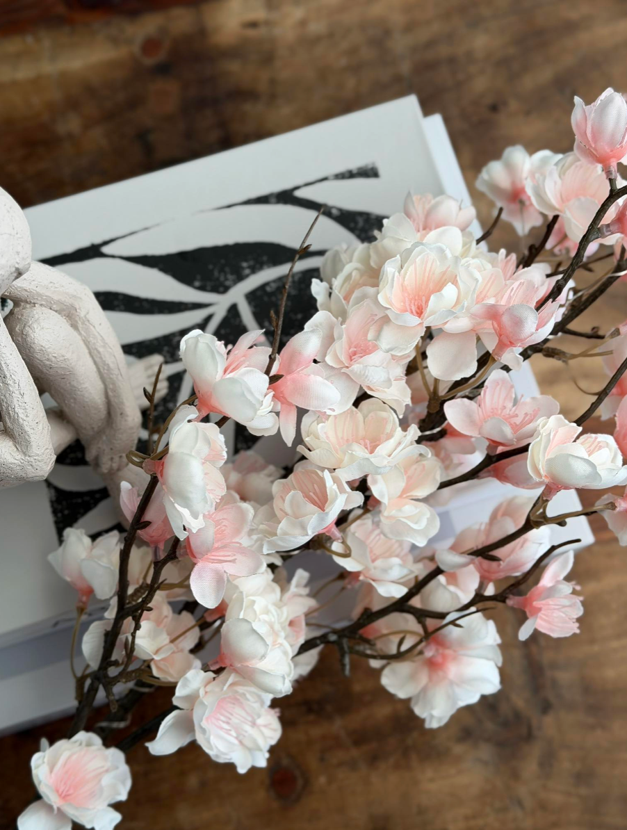 Kirsebærgren med lys - Rosa / hvit
