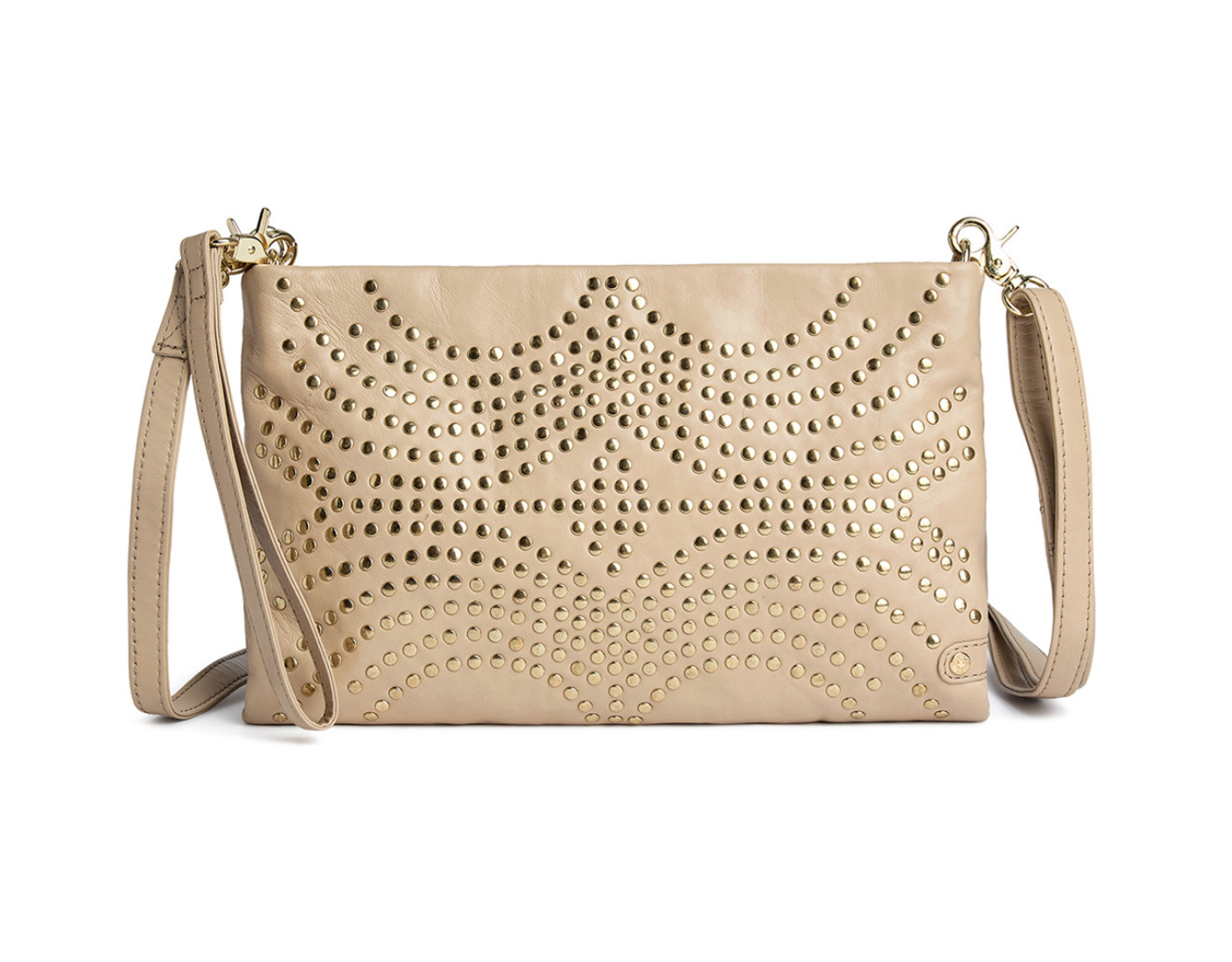 Skinn clutch med nitter - Vanilla