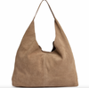 Shopper i mykt ruskinn - Sand
