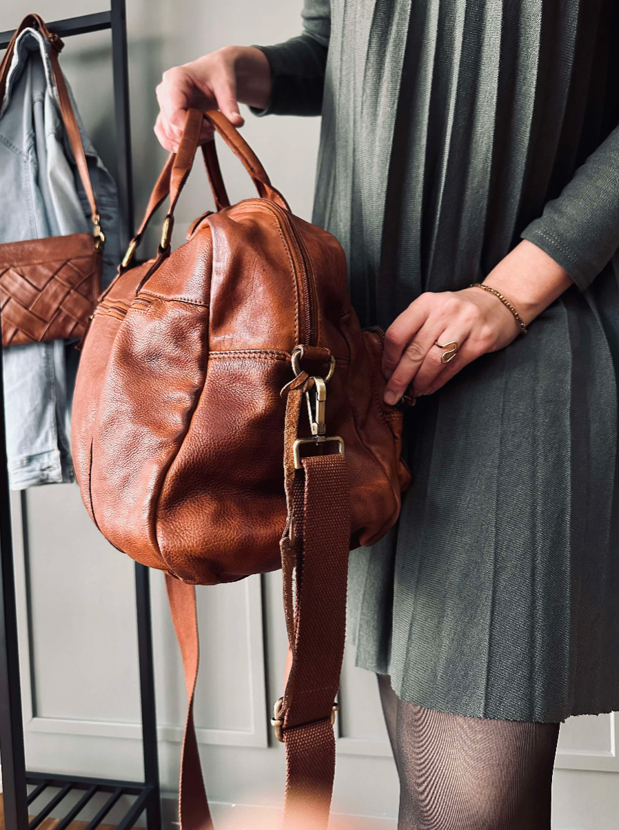 Rejsetaske, washed cognac