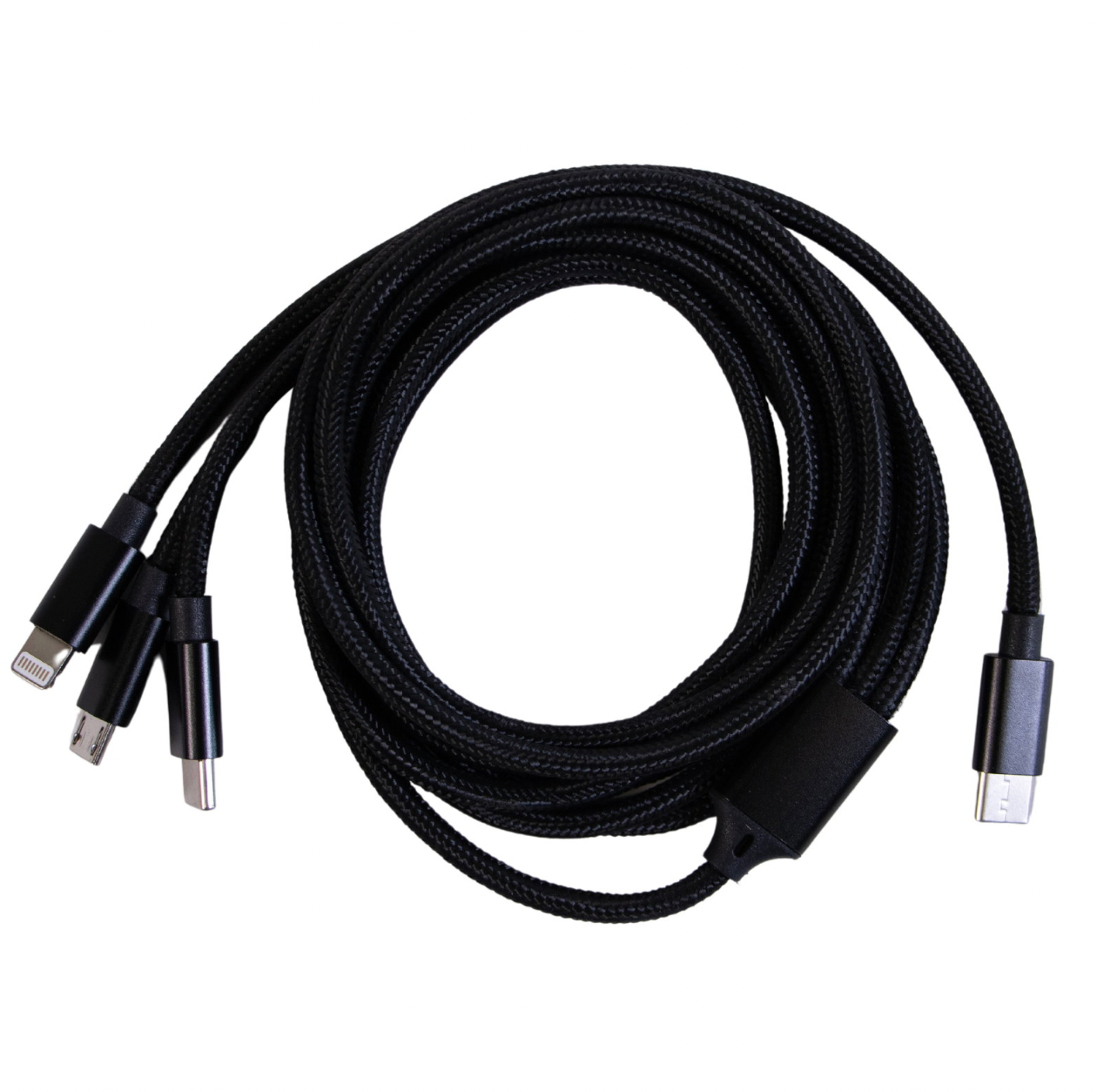 2 meter nylon 3I1- USB-C ladekabel Sort
