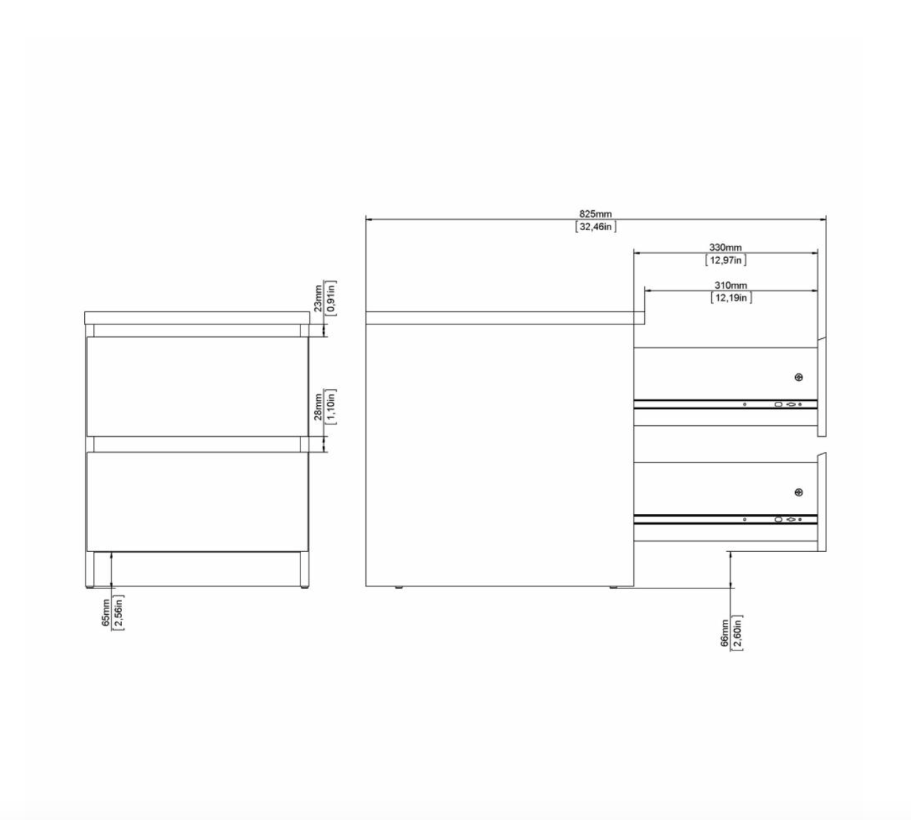 Nattbord - Hickory / cashmere med 2 skuffer