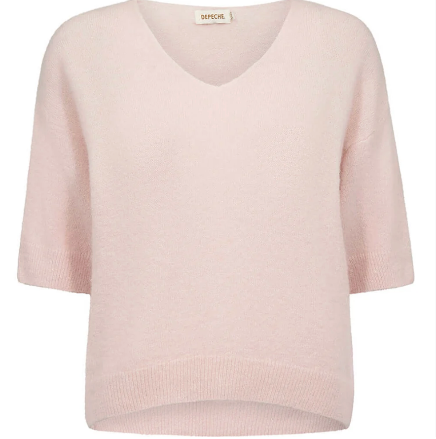 Strikk Alpaca v-neck Rosa - Depeche