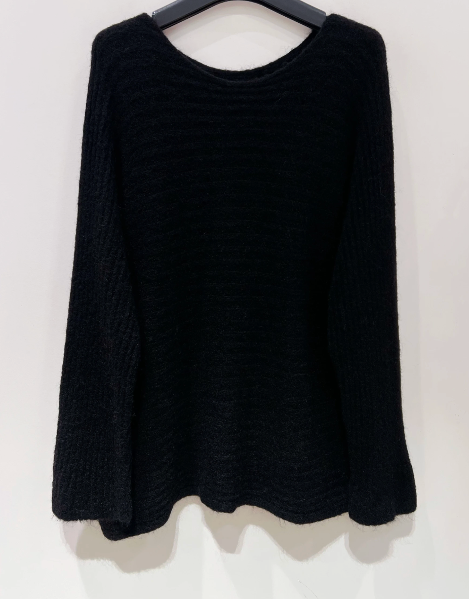 Oversized genser - svart ull / mohair-blanding