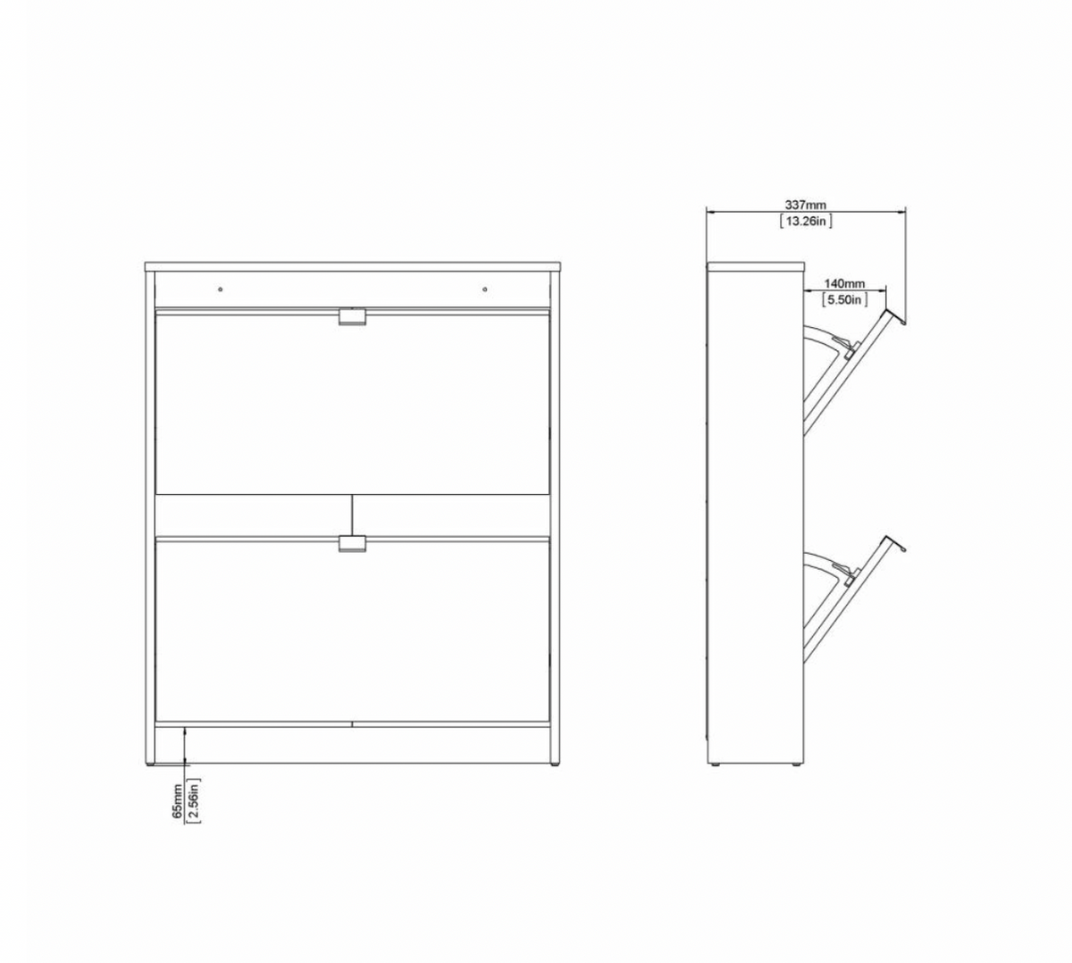 Skoskap med 2 rom - White