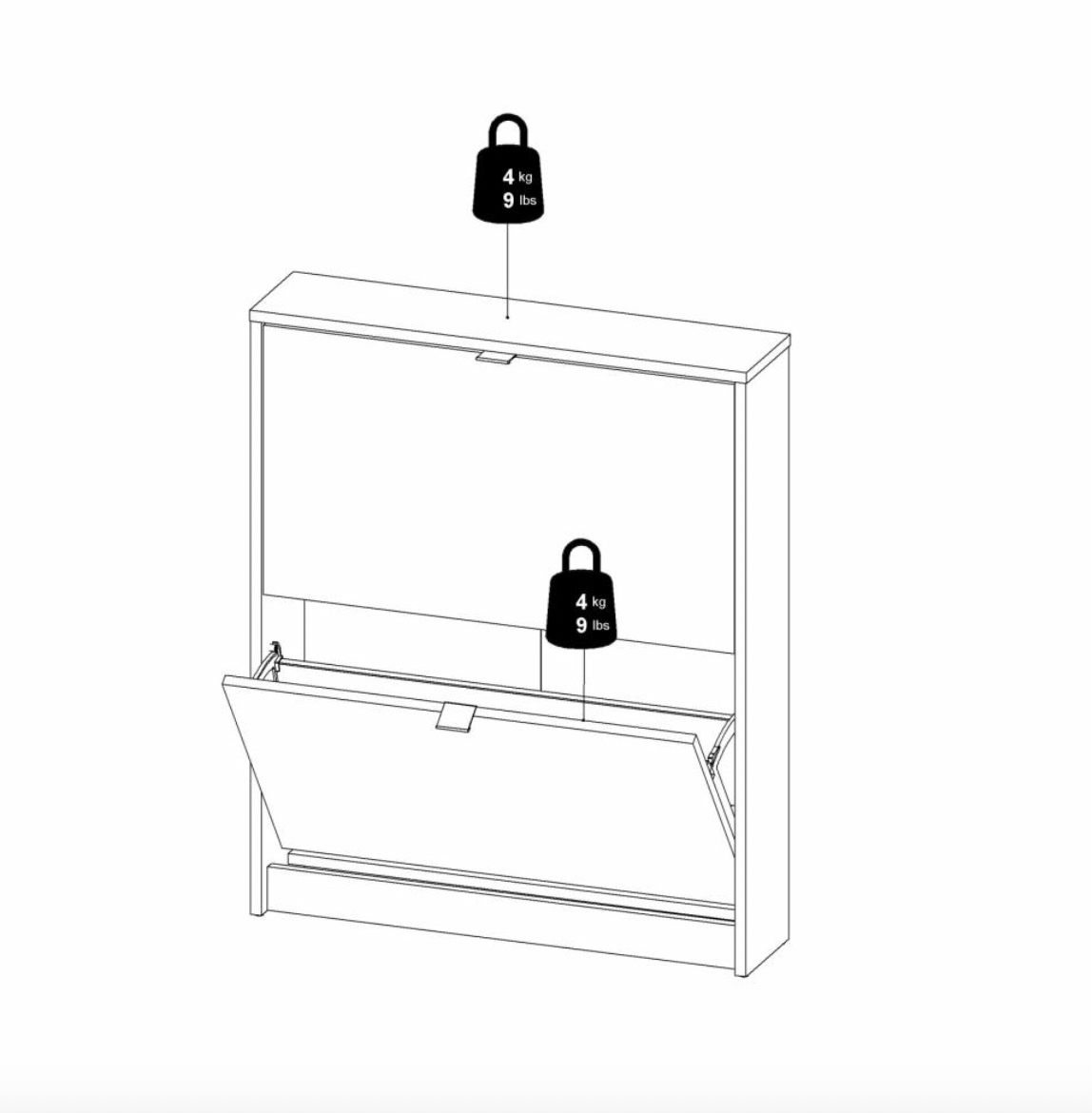 Skoskap med 2 rom - White