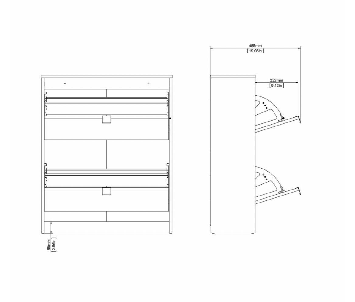 Skoskap med 2 rom + 2 lag - Grey